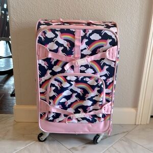 Rolling expandable canvas suitcase